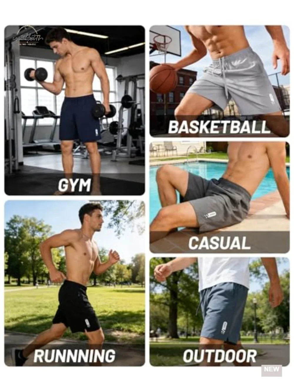 3-Pack Men's Athletic Running Shorts with Zipper Pockets Lightweight